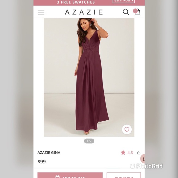 NWT Azazie Bridesmaid Dress “Gina” Size 10 in Cabernet - Picture 4 of 4